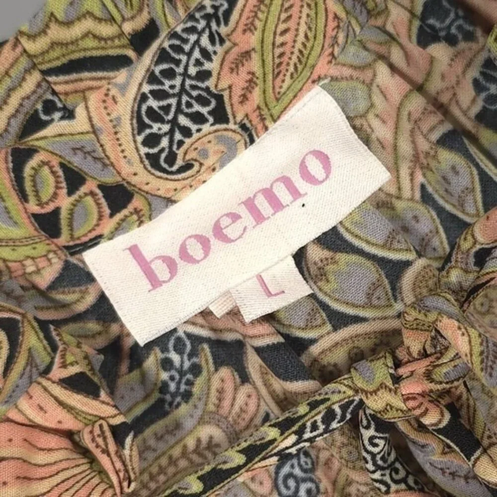 NWT Anthropologie Boemo Maxi Dress LARGE Paisley Tassels Tiered Halter  R4592‎ - Picture 3 of 9